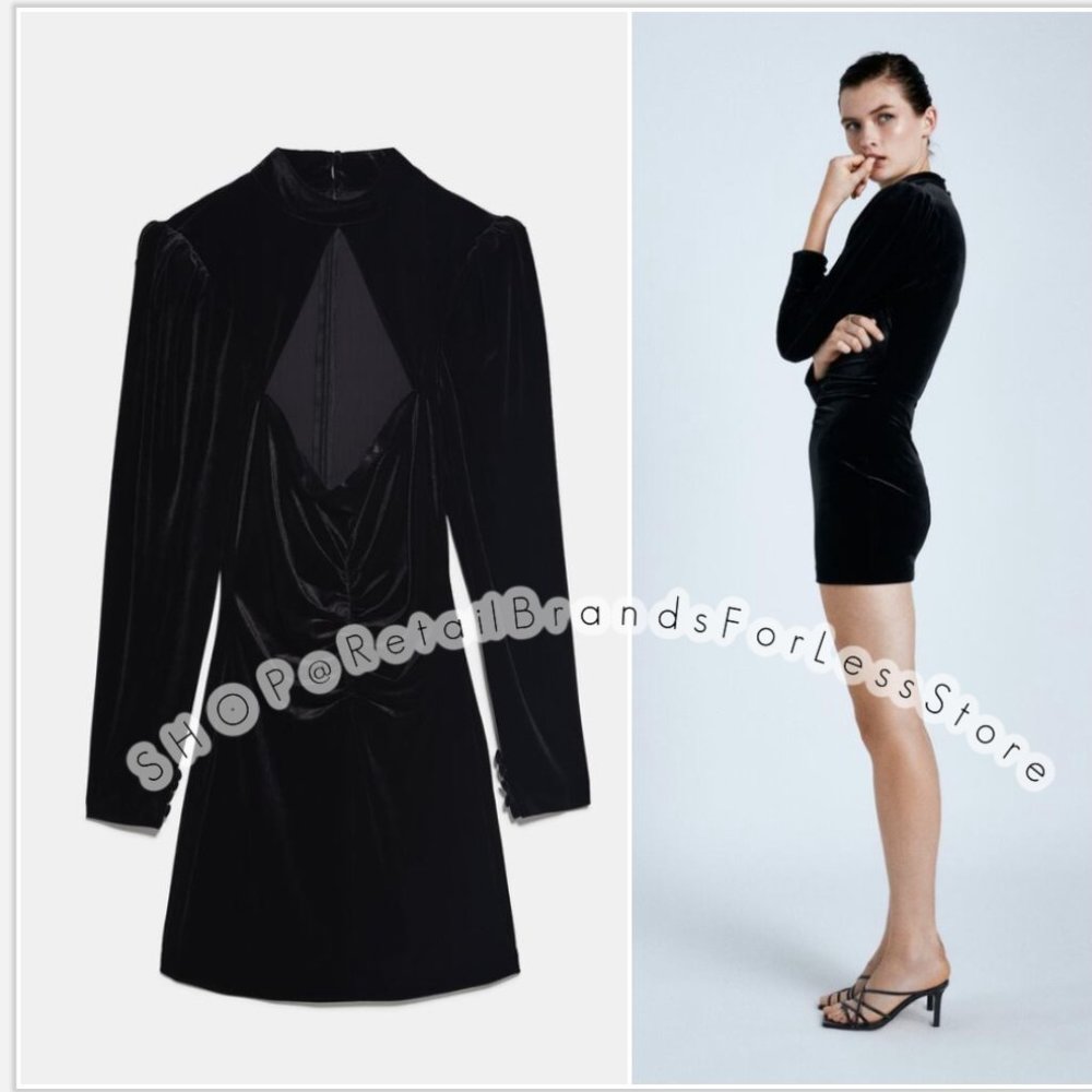 ZARA BLACK VELVET MINI DRESS $89.90_9